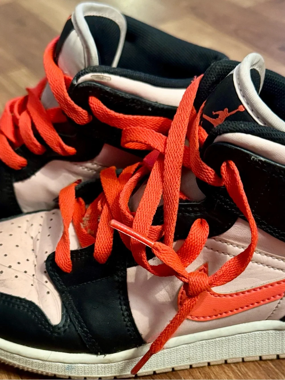 Jordan Kids High-Top Sneakers in Pink, Black & Orange